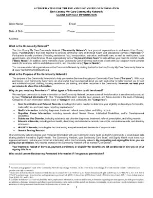 Authorization for Use and Disclosure of Information - Blank Fillable ...
