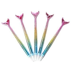 Yorki Mermaid Pen 5 Pack Gift Fish Pen Set Creative Pen Case for Party ...