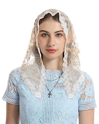 Buy Mantveil Small Triangle Chapel Veil: Vintage Inspired Lace Mantilla ...