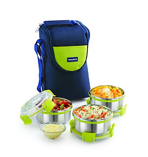 Buy Magnus Stainless Steel Lunch Box, 3-Piece, Silver Online at Low ...
