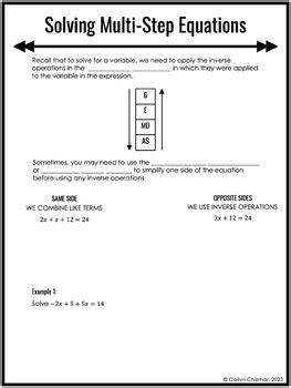 Solving Multi-Step Equation Notes 的图像结果