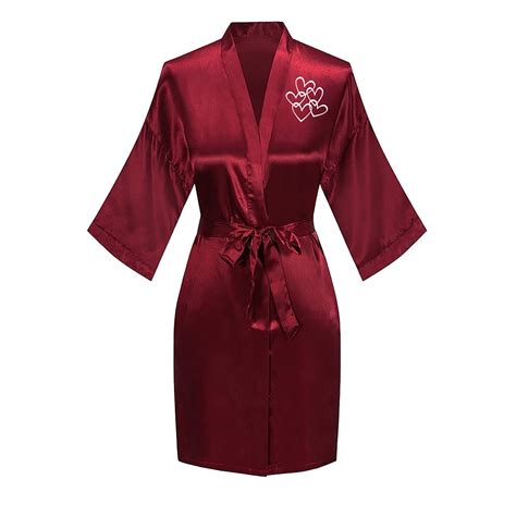 Elvqul Womens Silk Robes Plus Size Women's Satin Robe Red Comfy Long ...