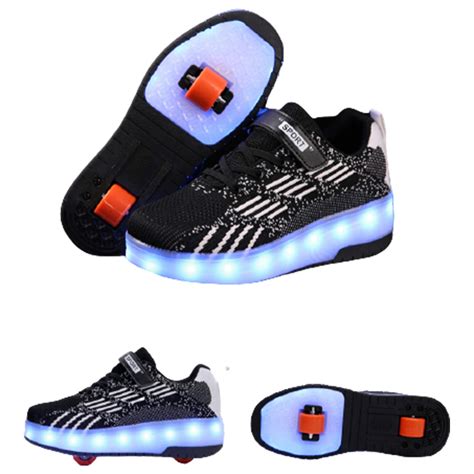 Buy FR&RF Roller Skate Shoes for Kids Boys Girl LED USB Lighted Wheels ...
