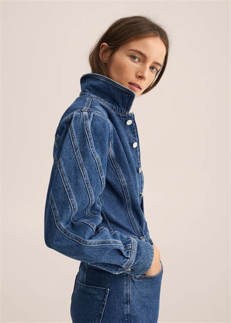 Denim jumpsuit with puffed sleeves - Women | MANGO Vietnam