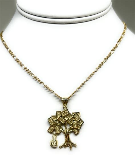 10k Solid Gold Money TREE Dollars Pendant Necklace – Fran & Co. Jewelry ...