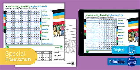 Understanding Disability Rights and Pride Word Search