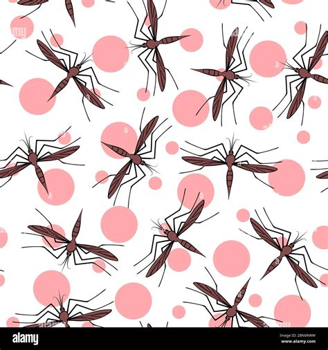 Mosquitoes seamless pattern. Blood sucking insects on white background ...