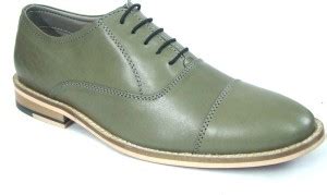 asm Olive Green Leather Oxford Shoes Derby For Men - Buy asm Olive ...