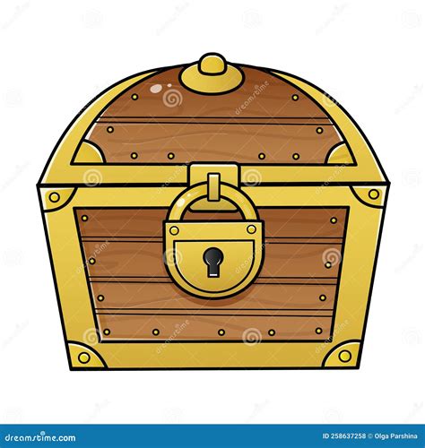 Color Image of Cartoon Treasure Chest on a White Background. Closed ...