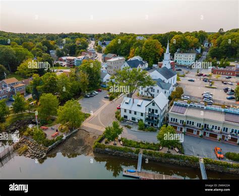 Newmarket Community Church aerial view on Main Street in historic town ...