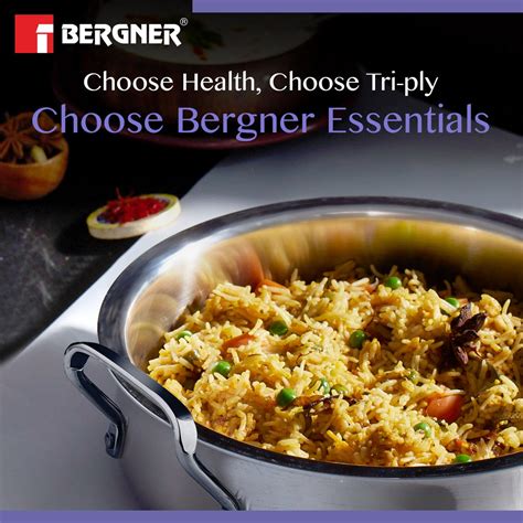 Bergner BE Essentials Tri-Ply Stainless Steel Biryani Handi with Lid