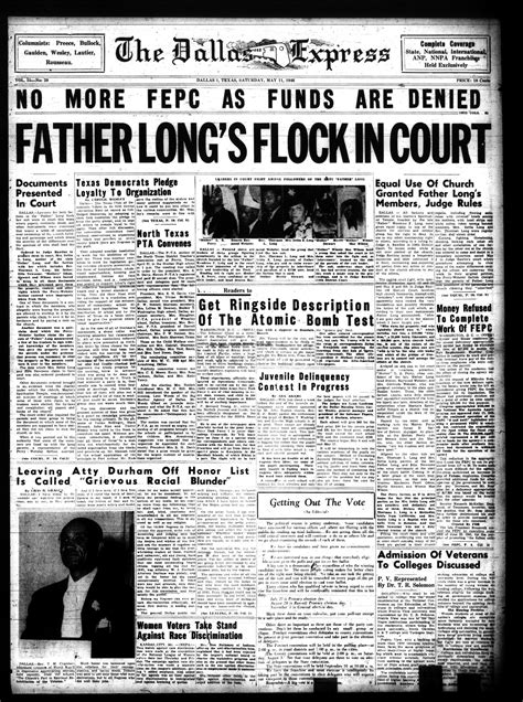 The Dallas Express (Dallas, Tex.), Vol. 55, No. 20, Ed. 1 Saturday, May ...