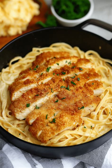 Crispy Chicken Fettuccine Alfredo - Recipe-ideas.com