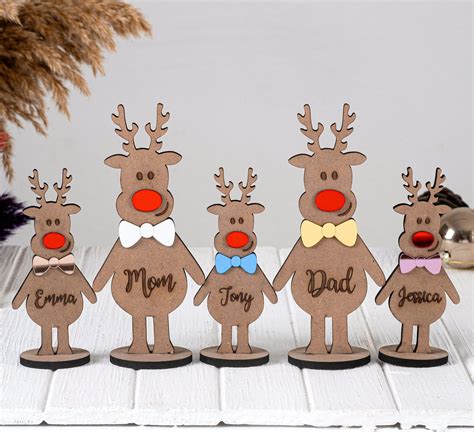 Personalized Wooden Reindeer for Christmas Gifts, Family Names, Place ...