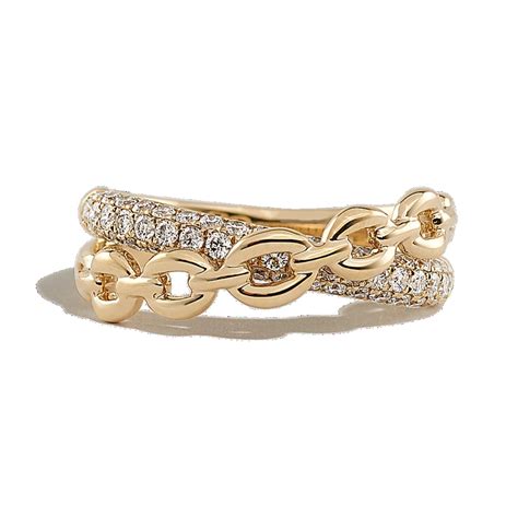 Beaumonde Diamond and Link Crossover Ring in 14K Yellow Gold | Shane Co.