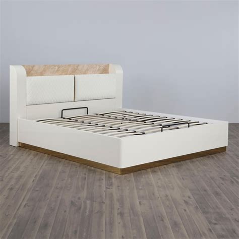 Buy Paris Riviera Queen-Size Bed with Hydraulic Storage - White from ...