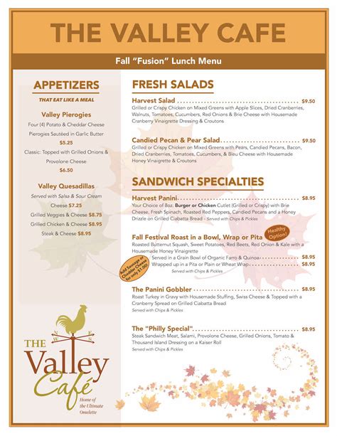 Lunch Menu - The Valley Cafe