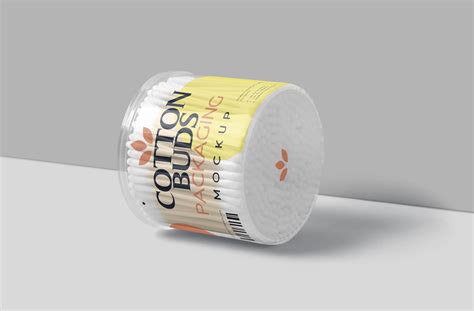 Angled Cotton Buds Packaging Mockup PSD | ZippyPixels