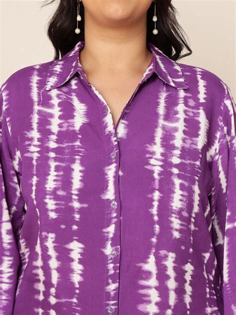Women's Plus Size Lavender Tie and Dye Shirt Dress