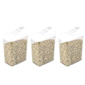 Buy Chefstar Plastic Cereal Dispenser Easy Flow Storage Jar, 750ml (Set ...