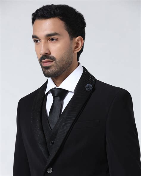 Buy Black Three Piece Solid Suit Online at Blackberrys