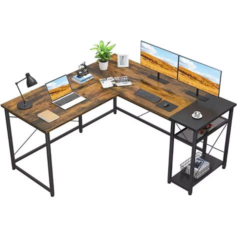 L Shaped Desk with Black Shelves-130x48x75 cm (ASIS) - TEKAVO