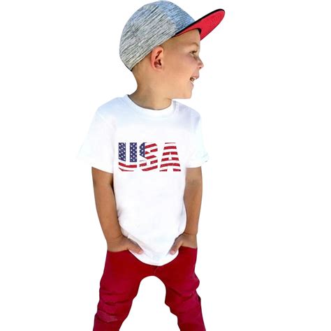 YDOJG Toddler Boys Graphic Tees Kids Baby Girls 4Th Of July Summer ...