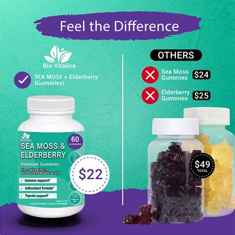 Sea Moss Gummies Elderberry BioVitalica - Vitamin C D + Zinc - Irish ...
