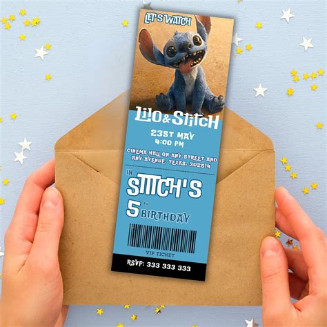 Lilo & Stitch Ticket Invitation, Lilo and Stitch Birthday Invite, Lilo ...
