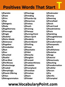Positive Vocabulary Words that Start with T - Vocabulary Point