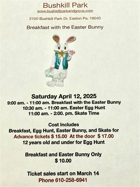 Breakfast & Roller Skating with the Easter Bunny, Bushkill Amusement ...