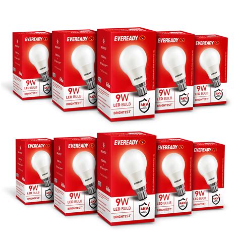 Eveready 9W LED Light Bulb | Cool Day Light (6500K) | Pack of 10 ...