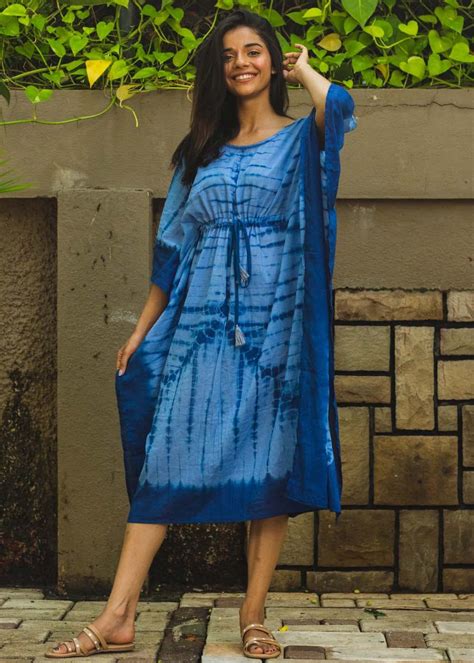 Get Basic Blue Hue Tie & Dye Kaftan - Freesize at ₹ 1690 | LBB Shop