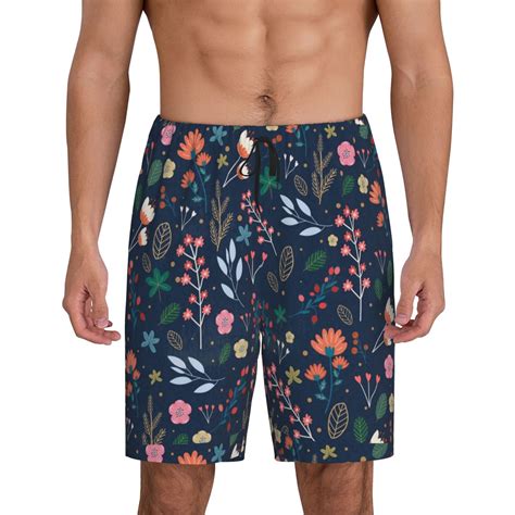 Fotbe Colorful Flowers Pajama Shorts for Men, Men's Pajama Bottoms ...