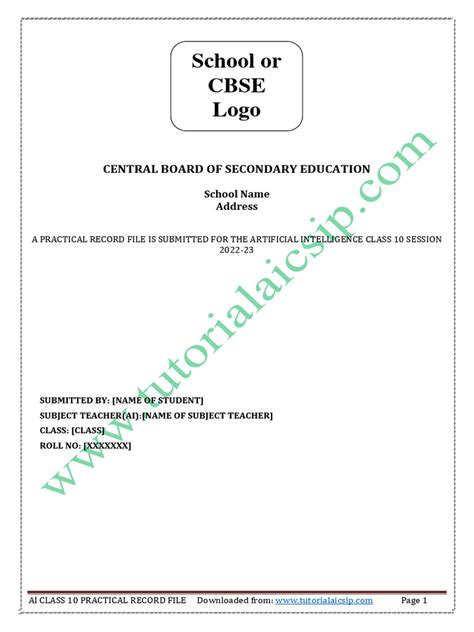 Ai Practical File Cover Page 的图像结果