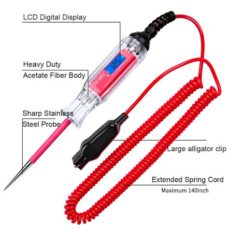 Buy Heavy Duty 3-48V Backlit Digital LCD Circuit Tester, Test Light ...