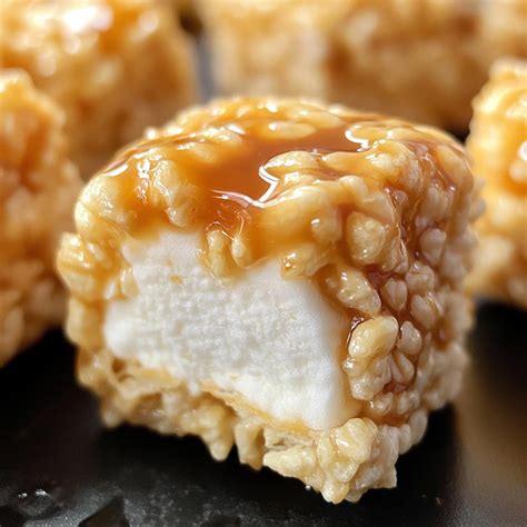 Caramel-Coated Marshmallow Rice Krispie Treats - FeMasy