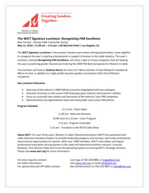 Fillable Online wict WICT Signature Luncheon FACT SHEET with ...