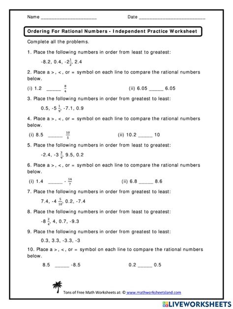 Image result for Ordering Rational Numbers