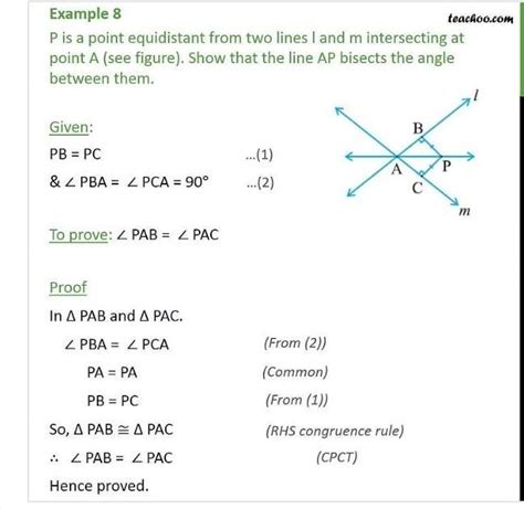 point P is equidistant from 2 intersecting lines l and m, intersecting ...