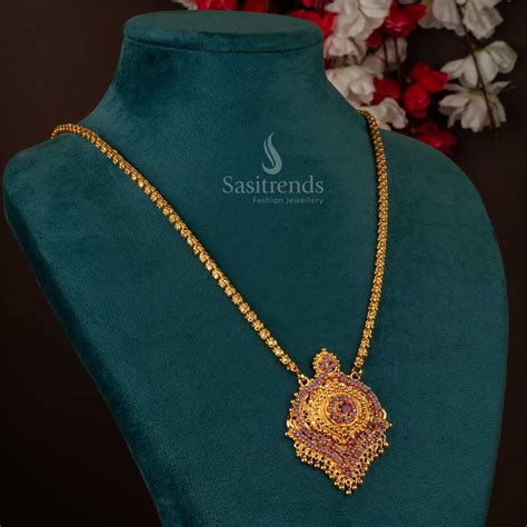 Micro Gold Plated Dasavatharam Pendant Chain Necklace - Multiple Colors ...