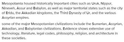 cities in mesopotamian culture and it's example? - Brainly.in