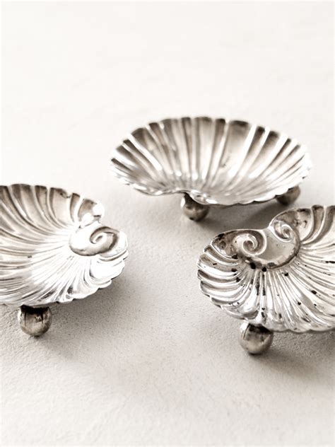 Vintage Set of Three Spanish Silver Shell Salts - The Diarist