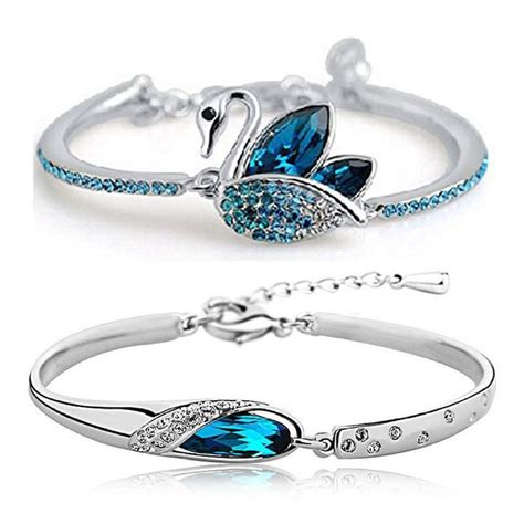 Buy Yellow Chimes Trendy collection combo 2 pcs Blue Crystal Swan ...