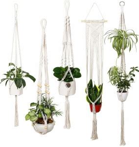 Royalmacrame 5-Pack Macrame Plant Hangers, Different Tiers, Handmade ...