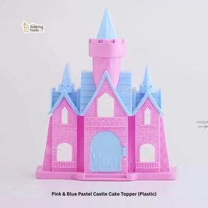 Pink & Blue Castle Cake Topper | Pastel Cake Decor