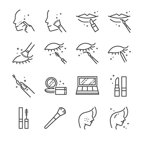 Make-up and cosmetic line icon set 2. | Premium Vector