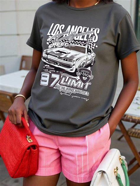 SHEIN Teen Girls Car & Letter Graphic Tee | SHEIN USA