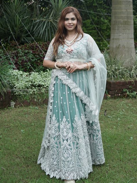 Green Net Lehenga Choli Set-LSDPFBL34 – Odette