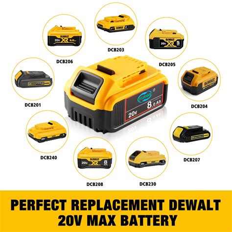 Buy 2Pack 20V Max XR 8.0Ah Lithium-ion Battery For Dewalt DCB206-2 ...
